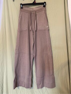 Gymshark Ribbed Wide-Leg Knit Pants - Taupe